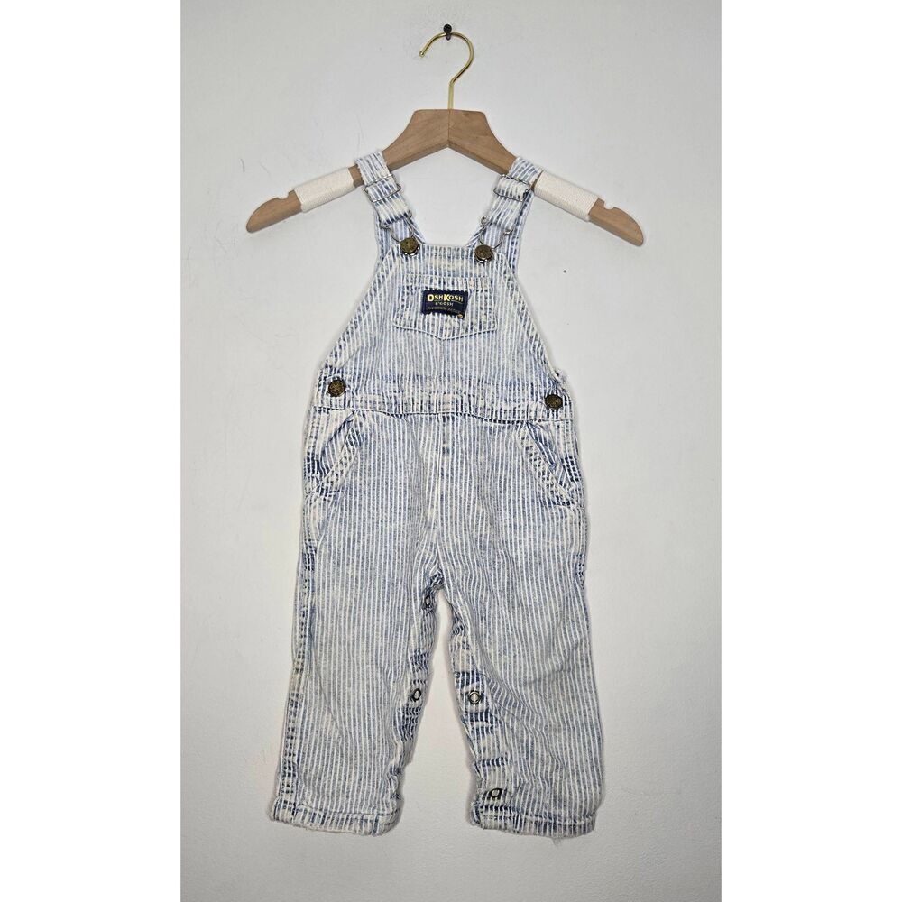 Vintage OshKosh Overalls Size 18 Months Stripes Vestbak Denim